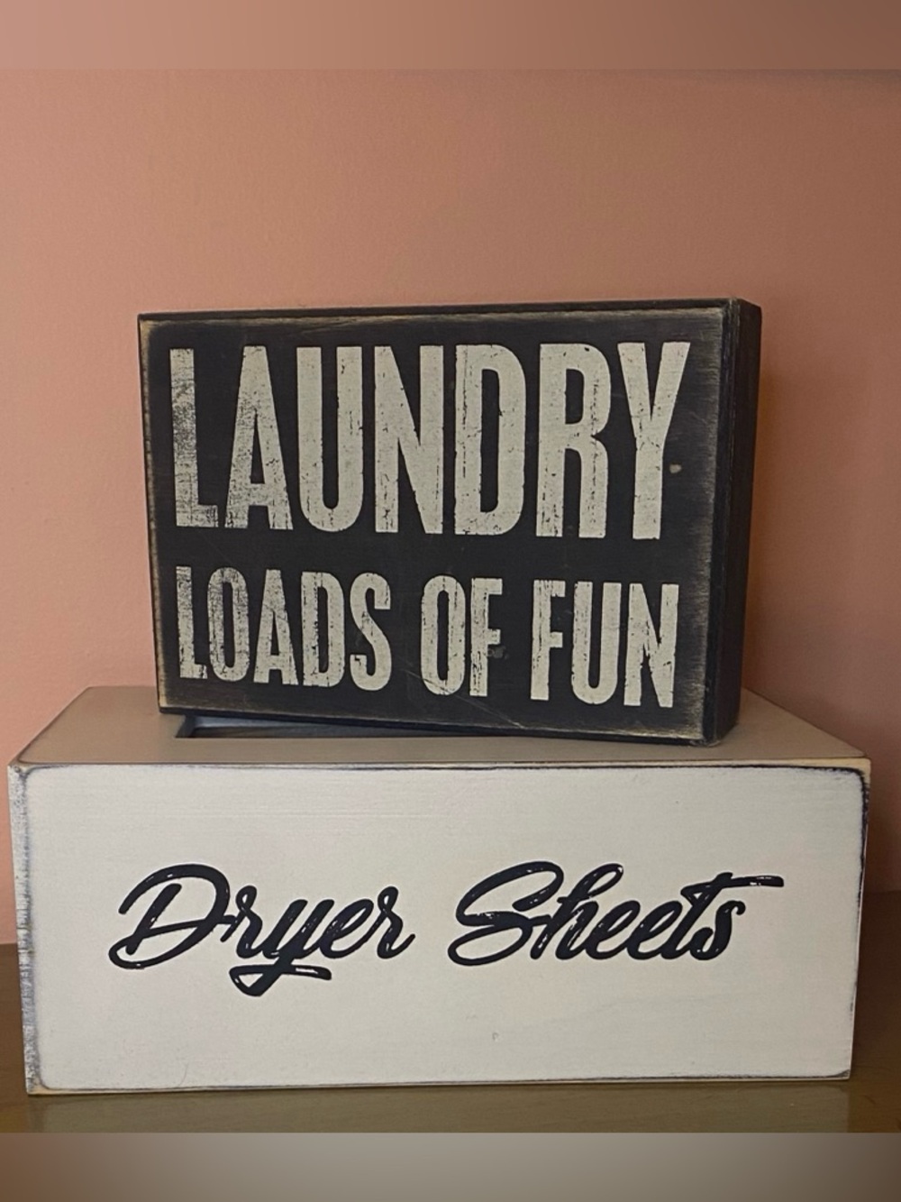 RUSTIC LAUNDRY ROOM DECOR-Laundry Room Block Sign and Wooden Dry Sheet Box